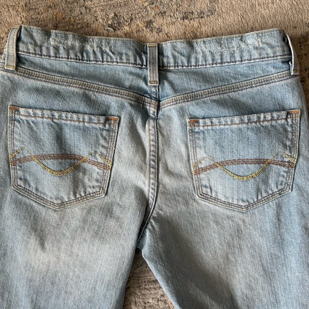 Massimo, low rise, flare, vintage, Y2K trendy, cotton light blue jeans, size 5‌ - Picture 10 of 13